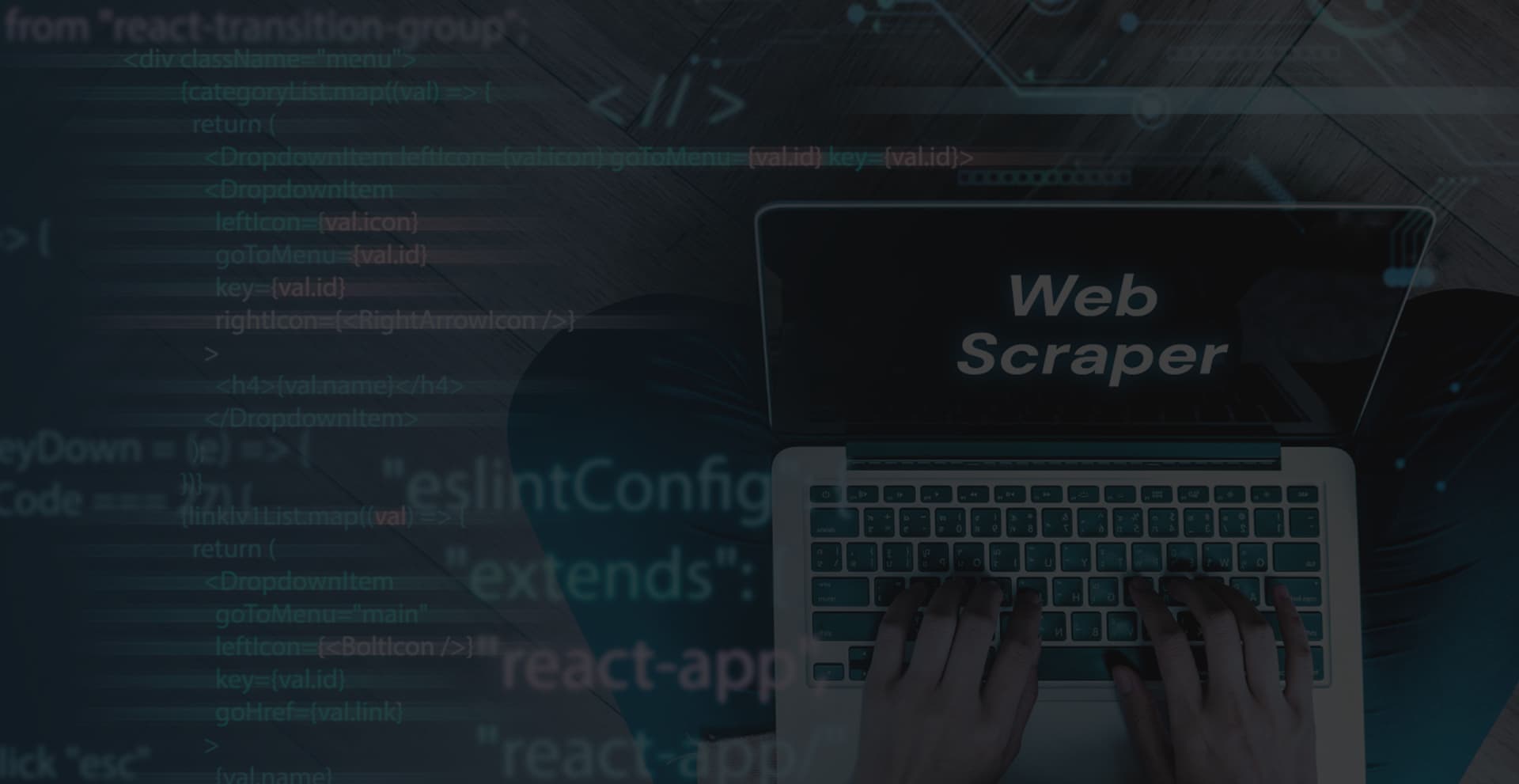 Laptop showing web scraper code on screen